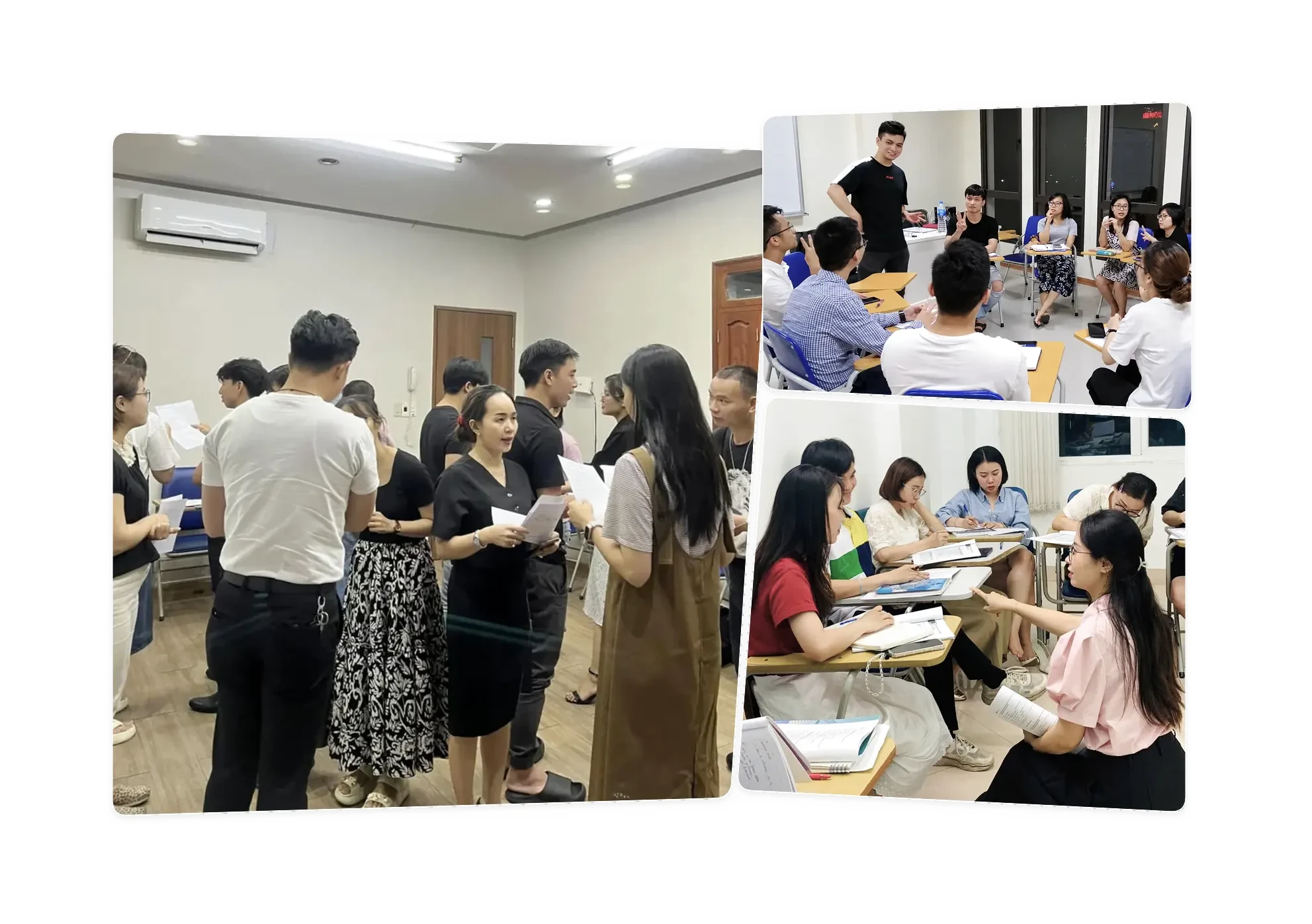 Lớp học giao tiếp tại Aten với học viên thực hành và tương tác