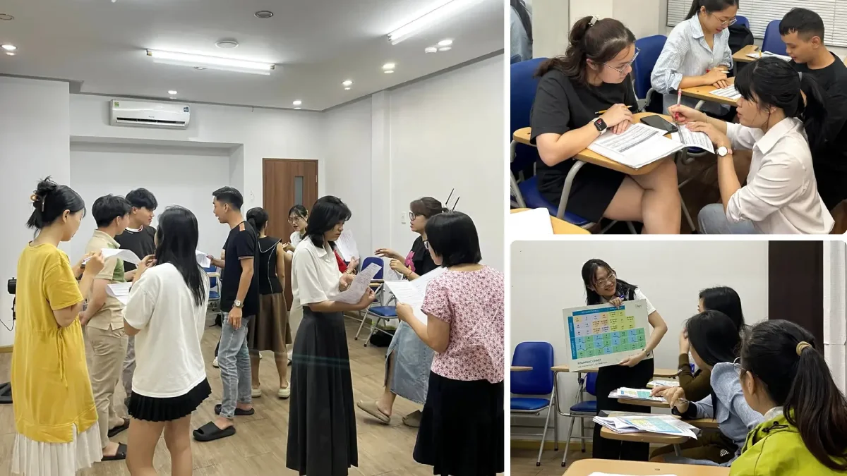 Học viên thực hành tiếng Anh giao tiếp tại lớp Aten