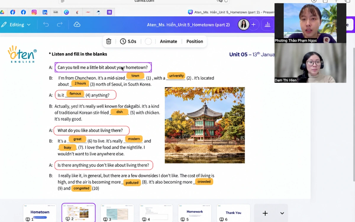 Buổi học tiếng Anh online qua Zoom cùng giảng viên Aten